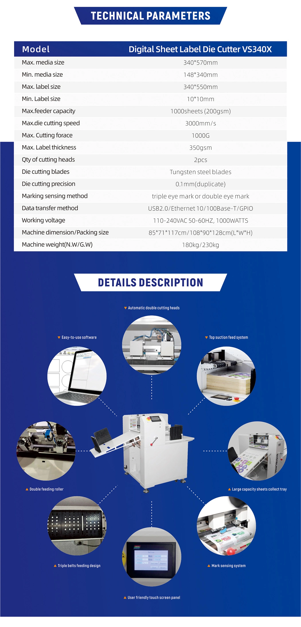 Digital Automatic Sheet Contour Label Cutting Machine Vs340X