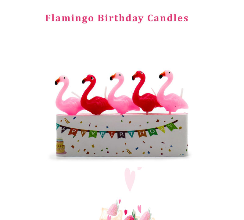 Pink Flamingo Cake Decoration Cake Topper Birthday Candle for Birthday Wedding Cake