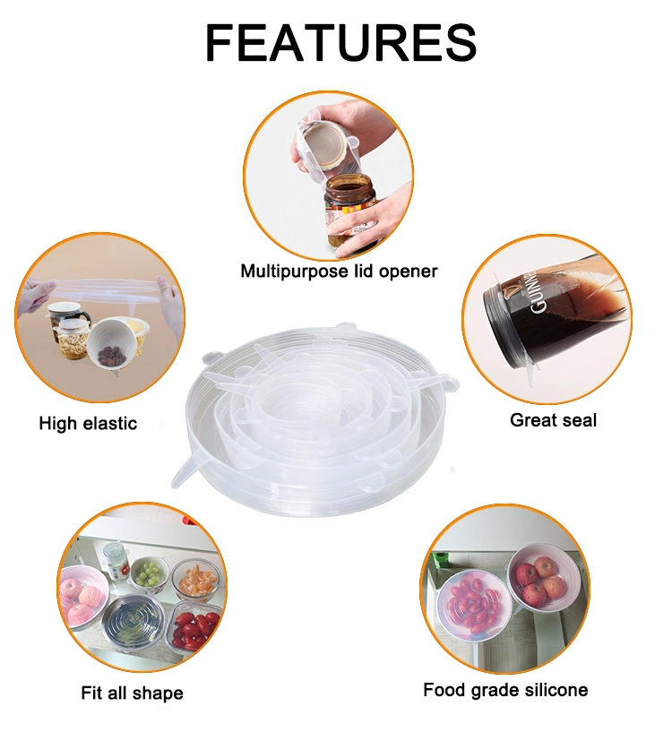 Resuable Kitchen Tools Silicone Stretch Lids for Fresh Food Bowls