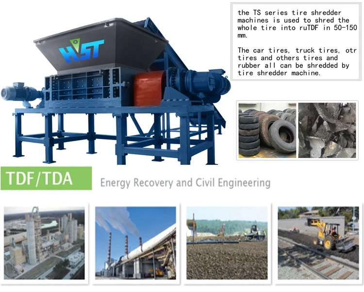 Waste Tire Shredder Machine Waste Tire Strip Cutting Machine Tyre Powder Recycling Machinery