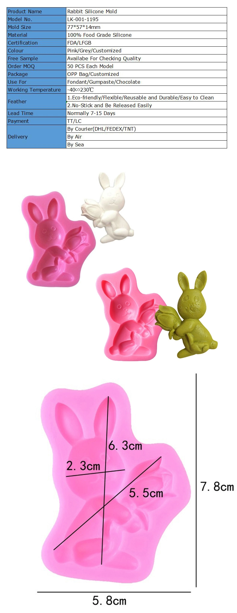 Rabbit Easter Bunny Cake Mould Sugarcraft Decorationsilicone Mold Cupcake Topper Fondant Tools