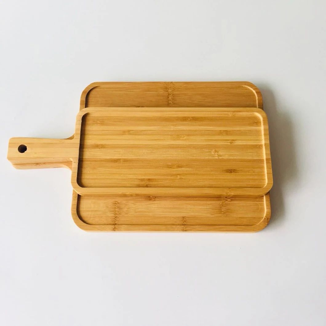 Bamboo Bread Fruit Plate Cheese Cutting Board with Handle