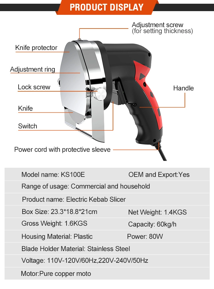 Hot Kebab Slicer and Battery Knife Turkish Electric Gyro Cutting Meat Food Machine 110V-220V