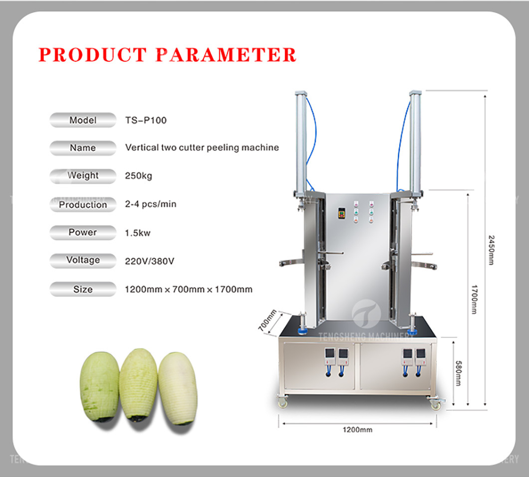 Large Double Head Automatic Fruit Cutting Machine Vegetable Cutting Machine Pumpkin Peeler (TS-P100)