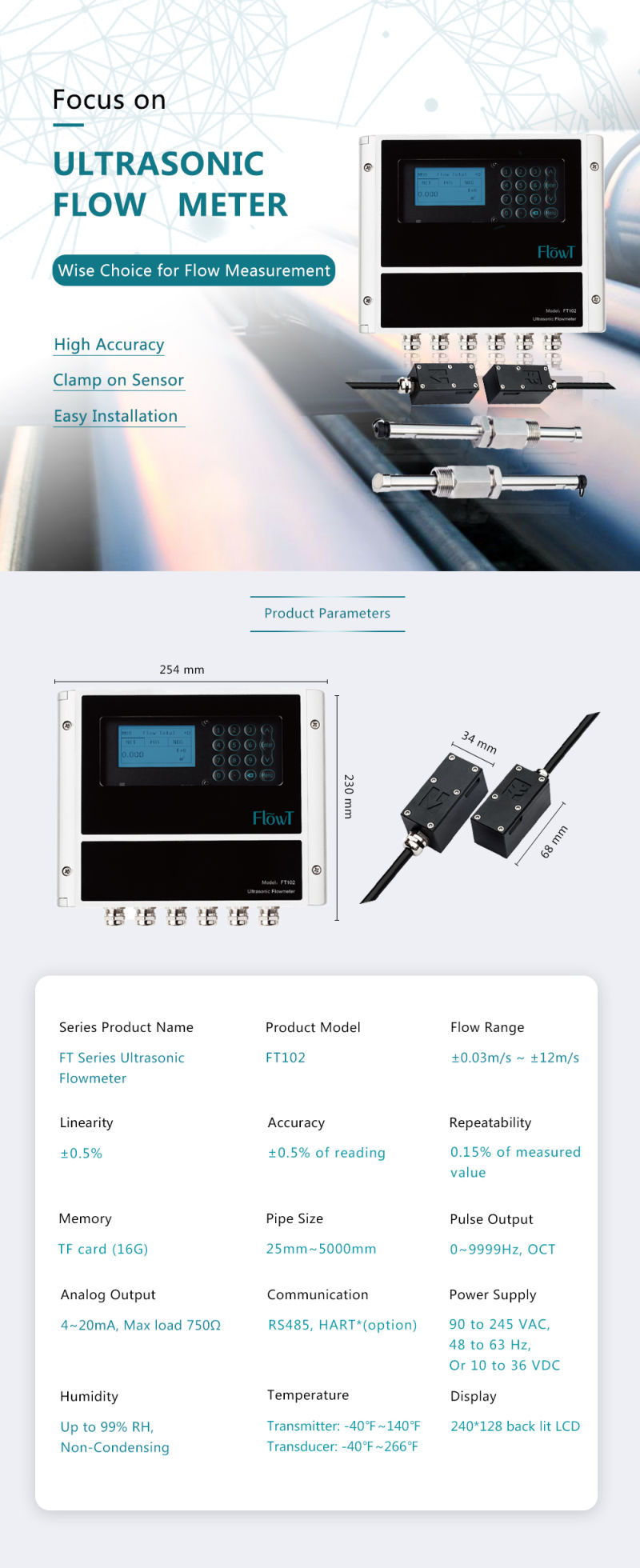 Premier Ultrasonic Flowmeter for Flexibility and Permanent Installation