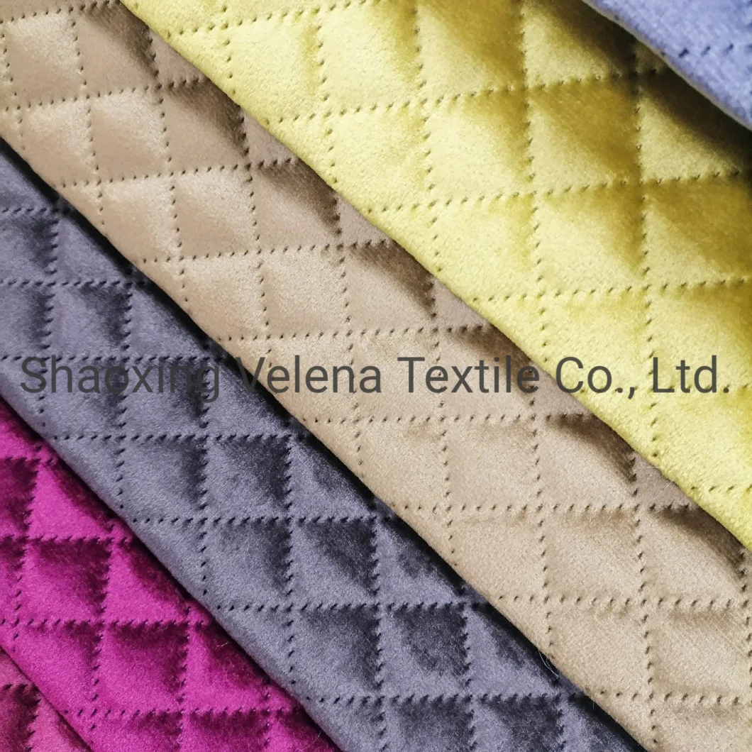 Holland Velvet Dyeing Quilted Fabric with Ultrasonic Home Textile Upholstery Furniture Fabric for Sofa Jacket Pillow