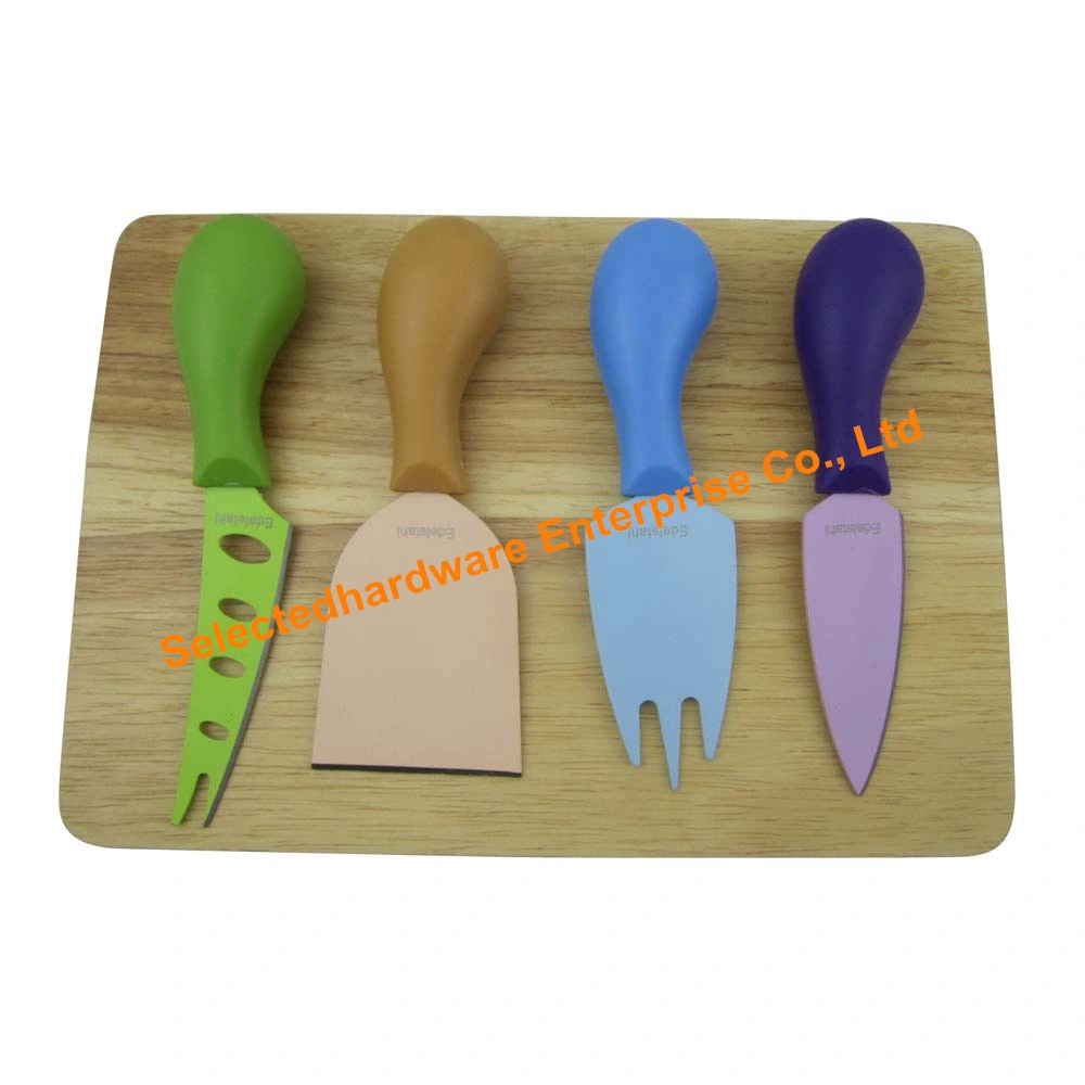 5PCS Non-Stick Coating Cheese Knife and Fork Set with Cutting Board
