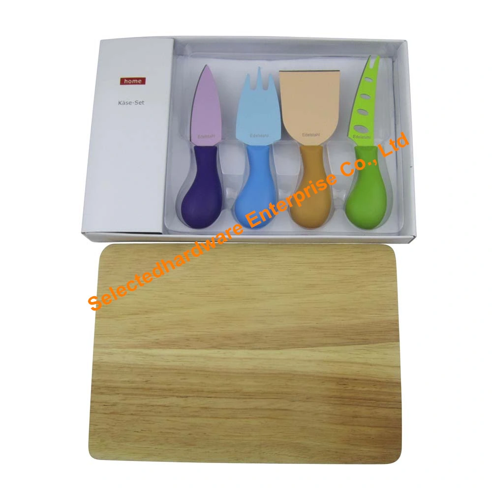 5PCS Non-Stick Coating Cheese Knife and Fork Set with Cutting Board