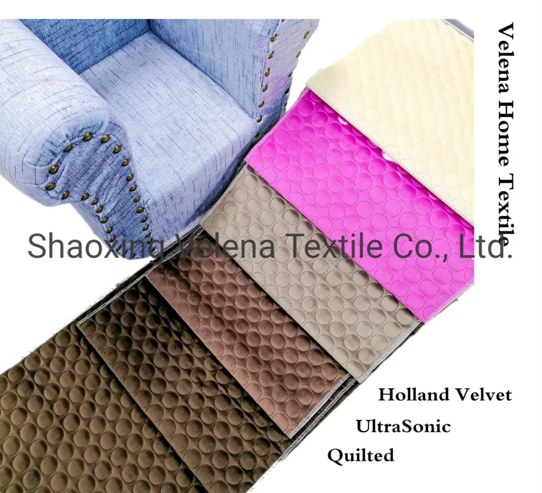 Polyester Holland Velvet Ultrasonic Home Textile Furniture Fabric for Sofa, Garment Fabric for Wadded Jacket