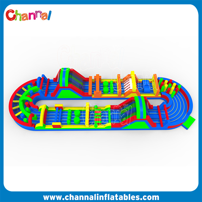 Colorful U Turn Shape Obstacle Course Outdoor Inflatable Obstacle Course