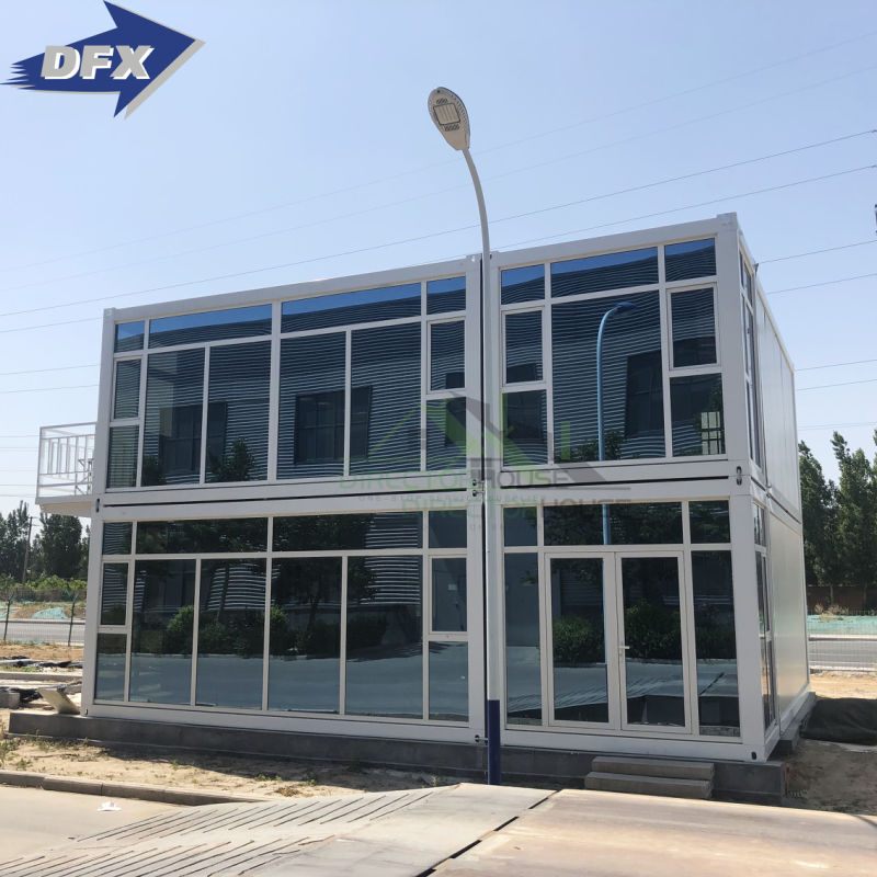 Two Story 20FT Glass Curtain Wall Prefab House Office