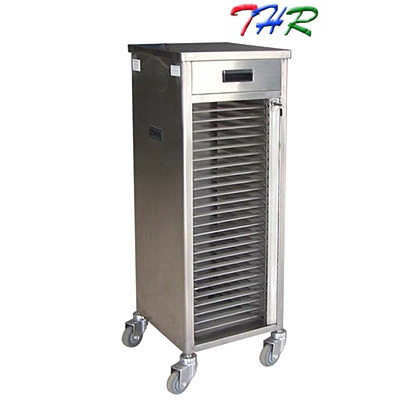 Stainless Steel Single-Row Medical Record Trolley (THR-SSC001)