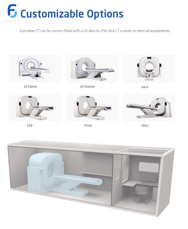 My-D055D-N Medical Equipment 16 32 64 128 256 Slice Container CT Scan Machine Hospital CT Scanner for Sale