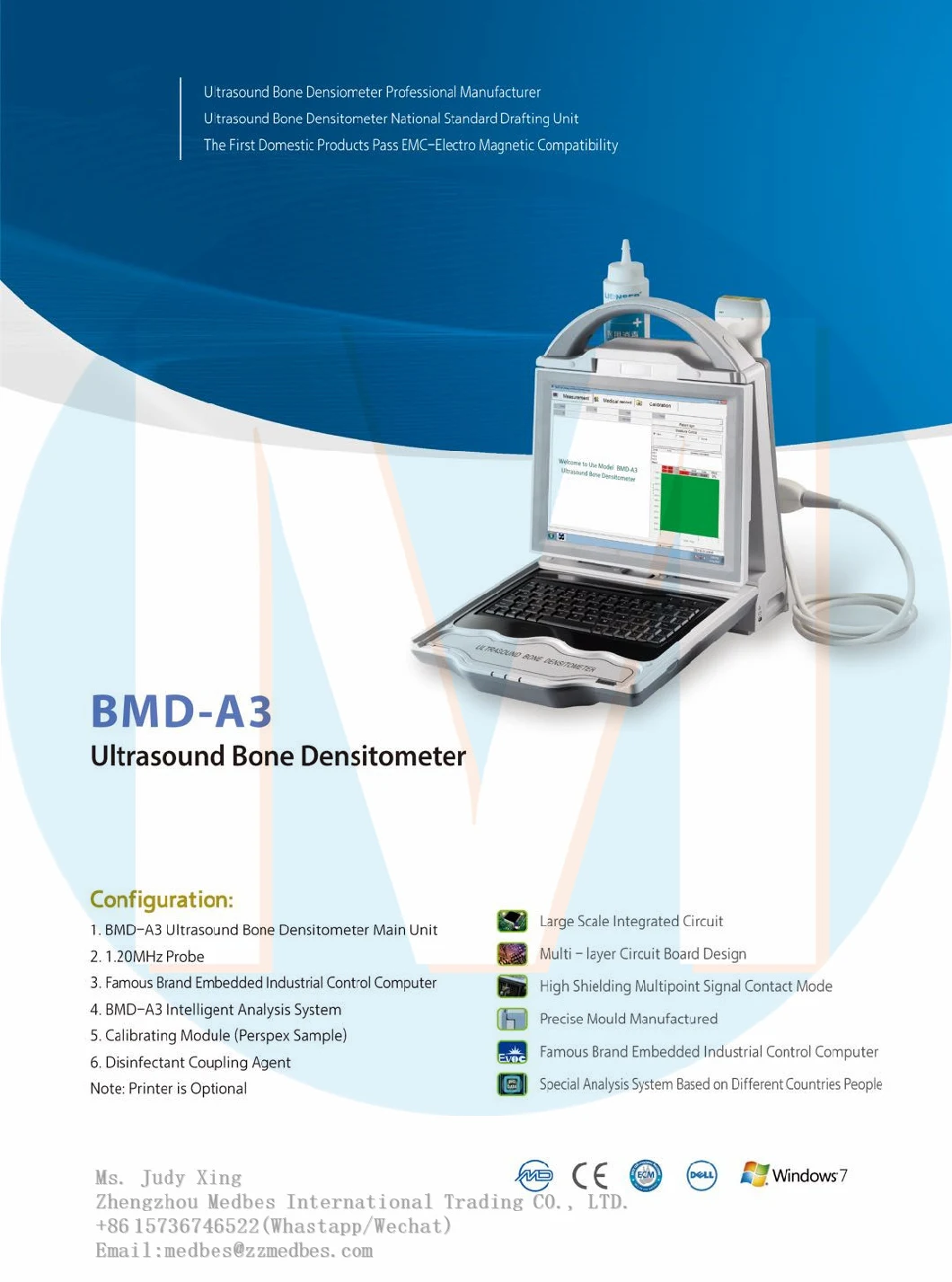 Laptop Urology Ultrasound Bone Densitometer