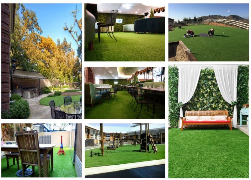 20mm Thickness 3 Tones All Green Spine Shape Artificial Lawn