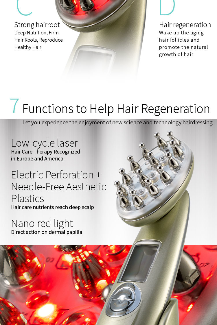 Customize Private Label Hair Treatment Regrowth Red Light Therapy Laser Hair Anti Loss Hair Comb