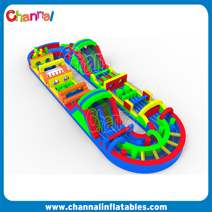Colorful U Turn Shape Obstacle Course Outdoor Inflatable Obstacle Course