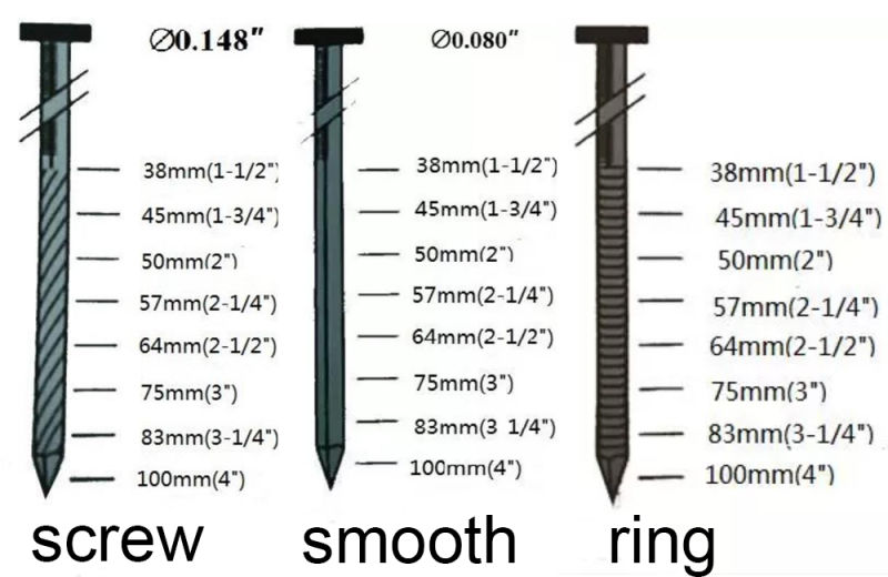 Coil Nails Screw Shank Ring Shank Coil Nails