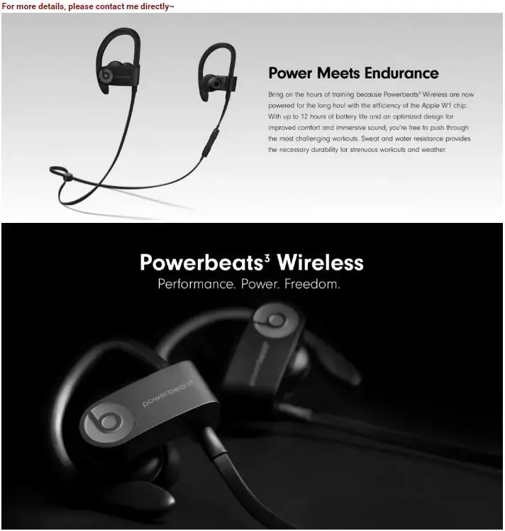 Wireless Bluetooth Headset Dynamic Stereo Earphone for Power Beats3