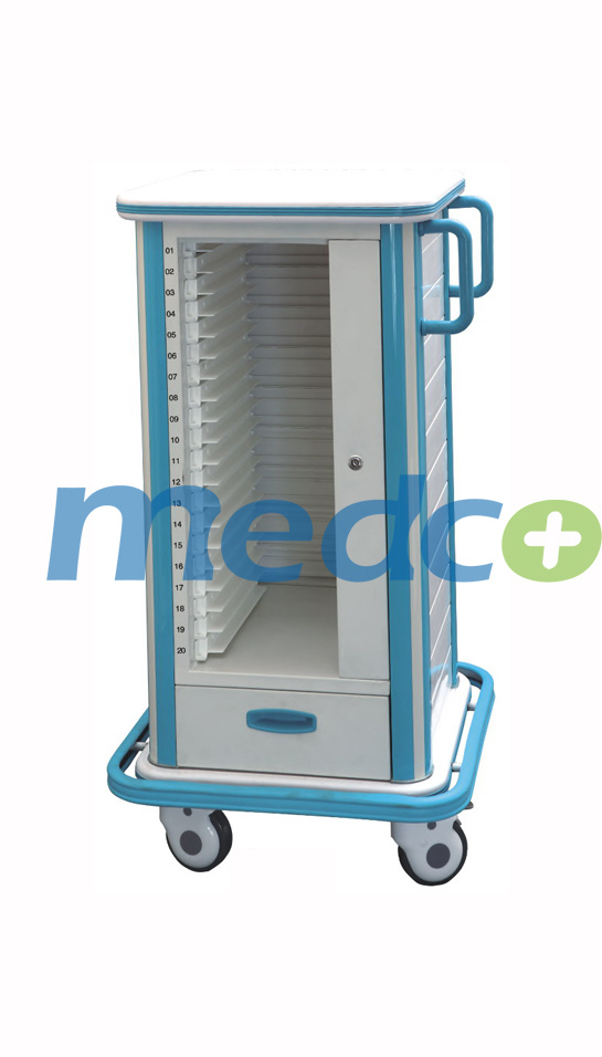 Ce ISO Medical Equipment Steel Single Row Medical Record Trolley