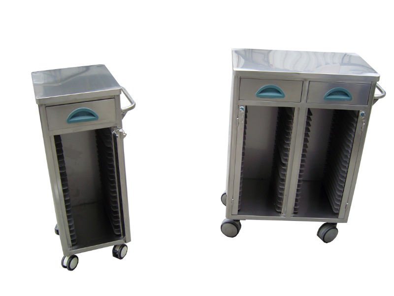 Stainless Steel Single-Row Medical Record Trolley (THR-SSC001)