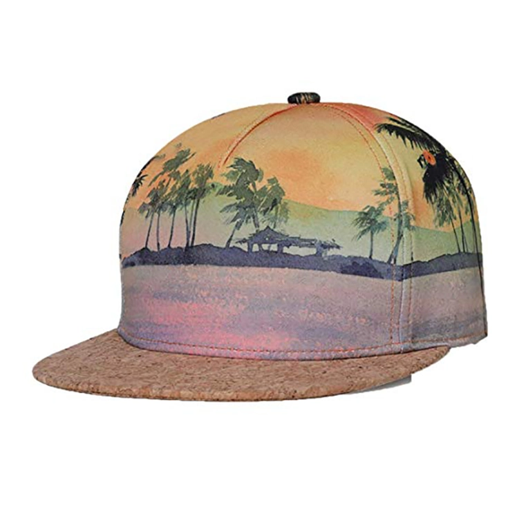 Cork Bill Baseball Snapback All Over Sublimation Print Hip Hop Snapback Cap Hats in Bulk
