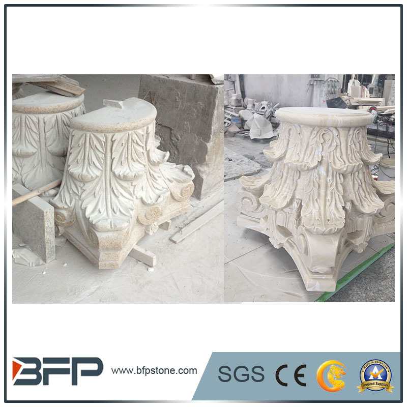 Polished Roman Marble Column Pillar Head Column Base