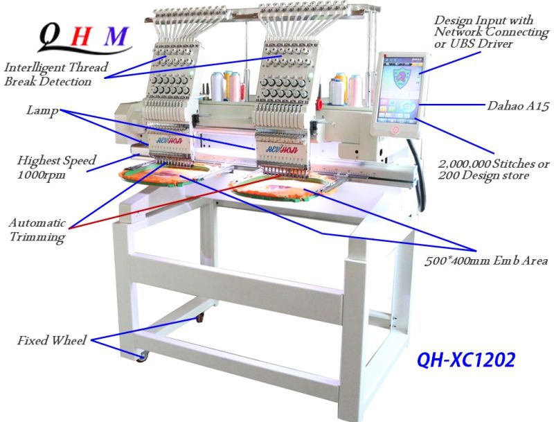 Double Head Industrial Computerized Automation 3-in-1 Embroidery Machine