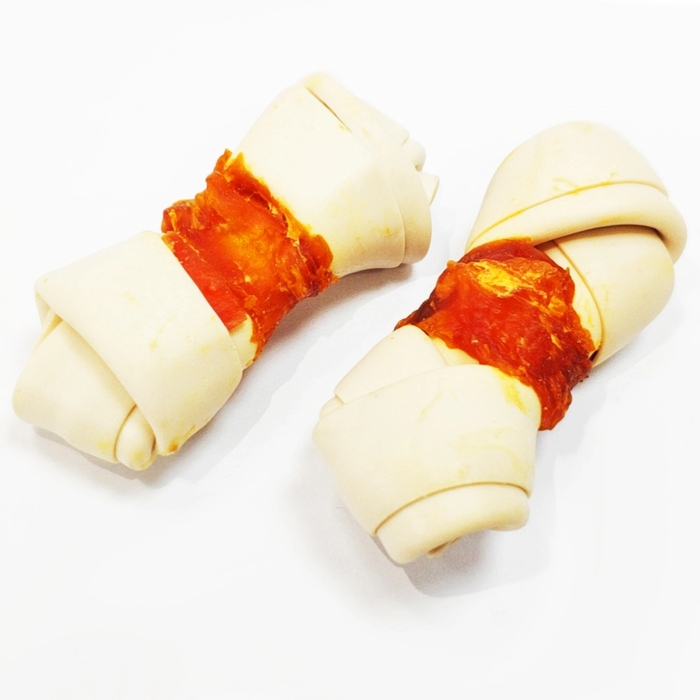 Tdh Delicious Natural Good Quality Pet Food Chicken Wraps Knotted Bone with Ifs Manufacturers
