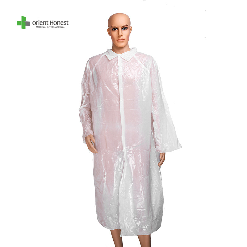 PE Lab Coat Disposable PE Laboratory Coat PE Clothing Laboratory PE Lab -Gown Disposable PE Vistor Gown Hubei Supplier