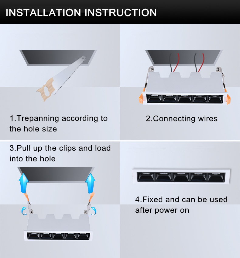 High Performance LED Adjustable Recessed Linear Spotlight