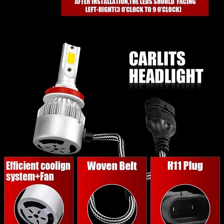 All in One Ce RoHS LED H4 Headlights C6 8000lm Car H7 LED Headlight Bulbs Car Fog Light H4