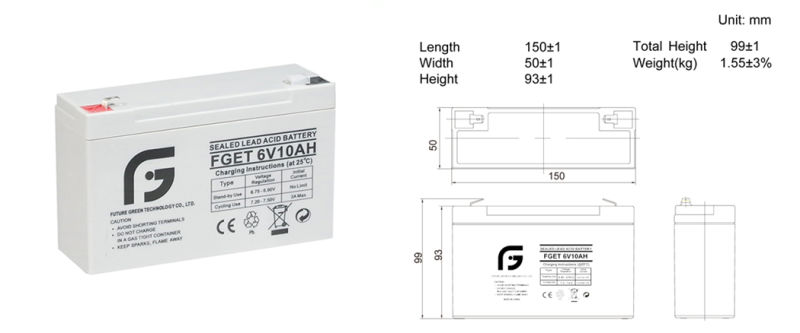 6V 10ah Lead Acid Battery for Lighting System