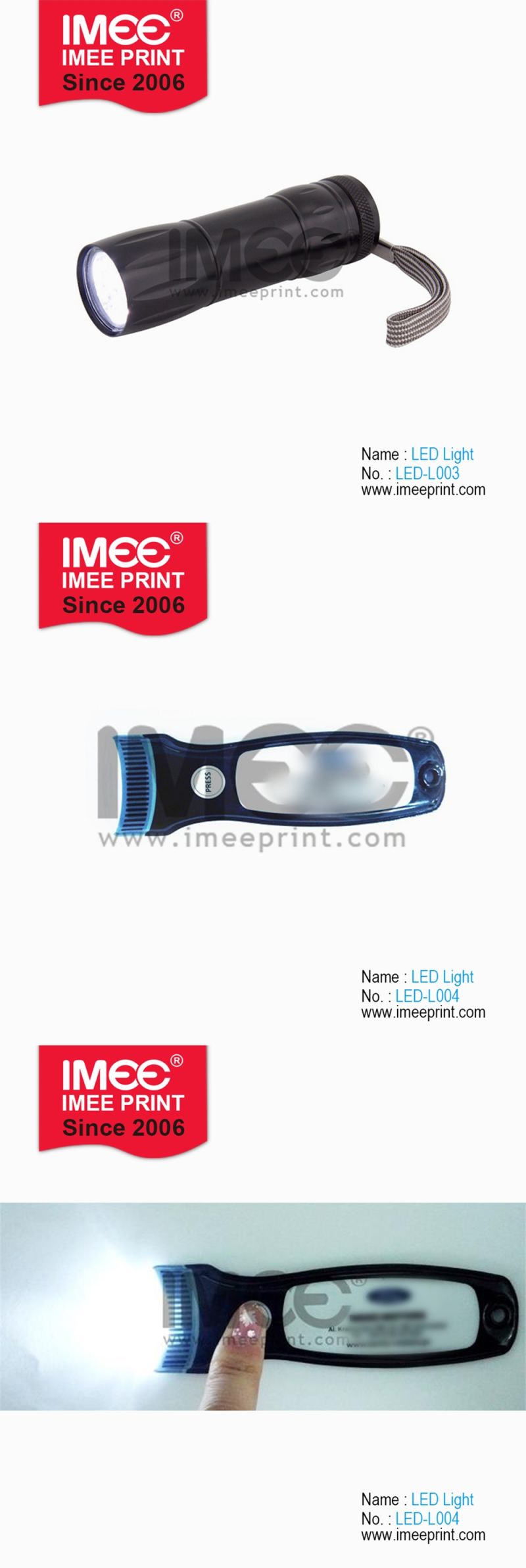 Imee Printing Promotion China Hand Torch Flashlight LED Light