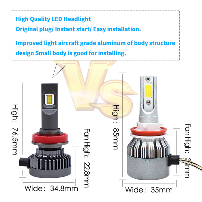 Lightech H11 Car LED Headlight with Auto LED Bar Light for Automobile