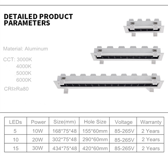 High Performance LED Adjustable Recessed Linear Spotlight