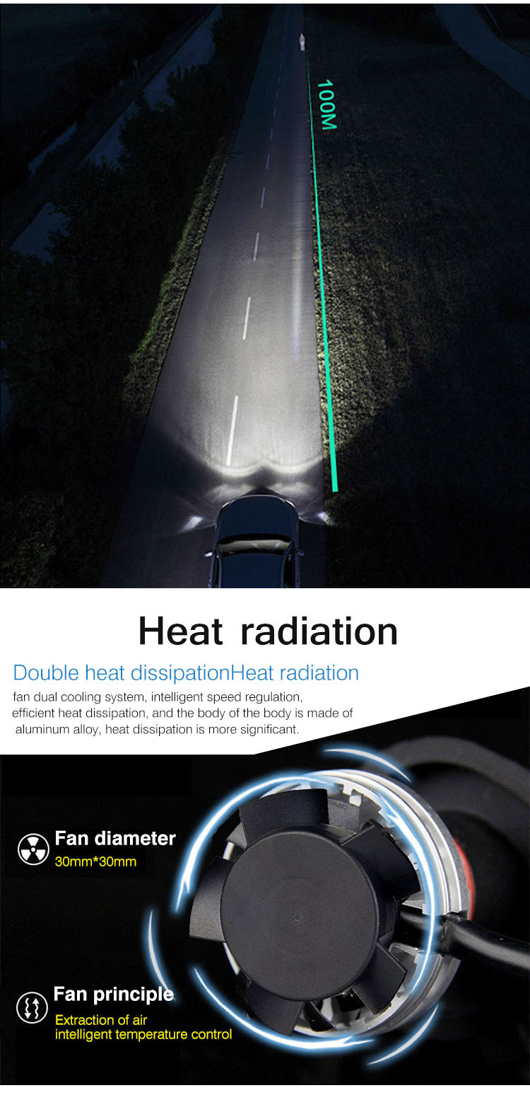 Wholesale Fan Cooling Dual Color H4 H7 9005 LED Headlight Bulb 9006