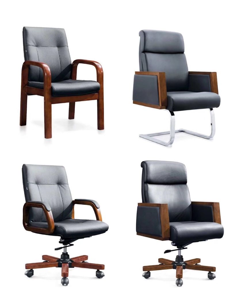 Chinese Luxury Solid Wood Frame Office Leather Boss Executive Chairs