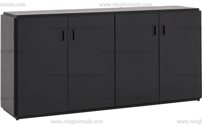 Modern Nordic Luxurious Furniture Black Iron Frame and Oak Buffet Cabinet