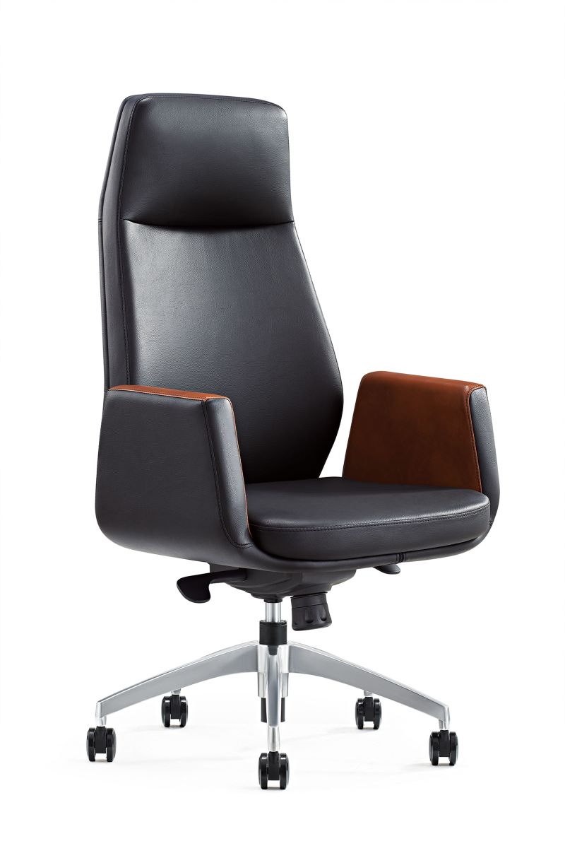 Executive High Back Leather Office Chair with Adjustable Headrest