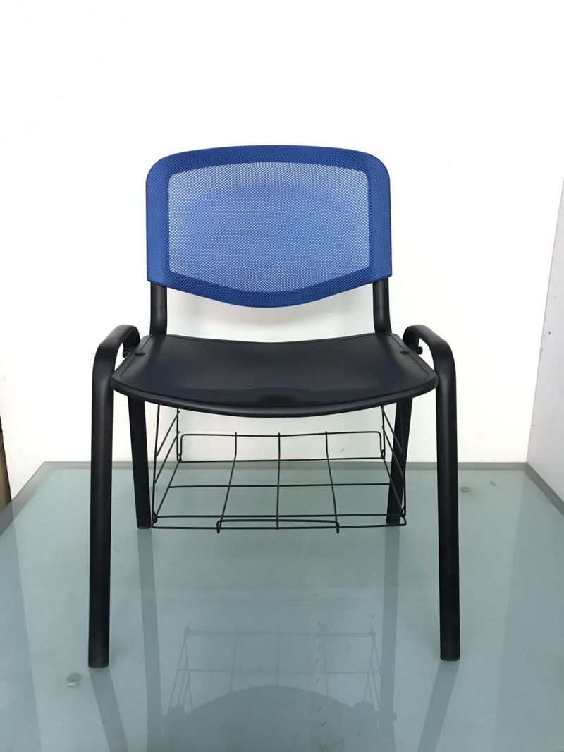 Metal Frame Mesh Back Fabric Office Training Chair with Bookcase