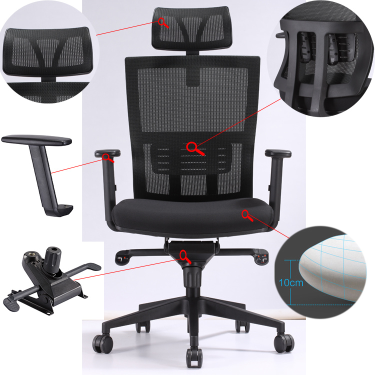 Office Furniture Adjustable Mesh Fabric Computer Executive Office Desk Chair