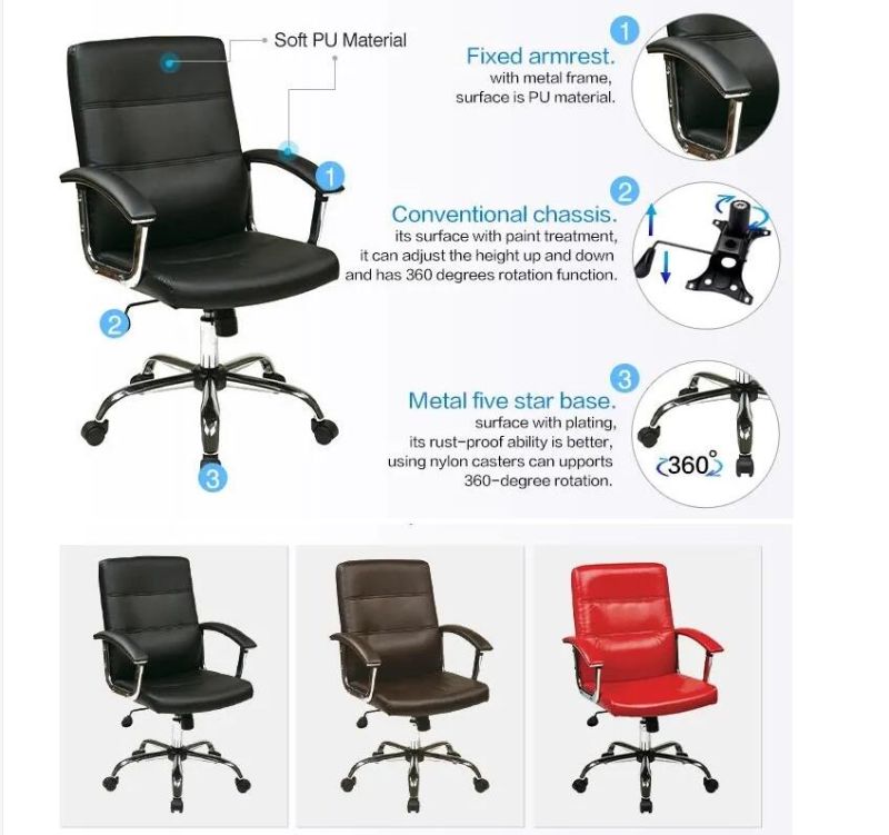 MID Back Visitor Office Chair Black PU Office Chair Executive Chair Office Leather Chair