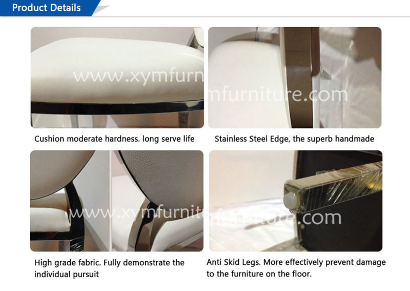 Luxury Dining Room Furniture Special Back White Leather Gold Stainless Steel Banquet Chair