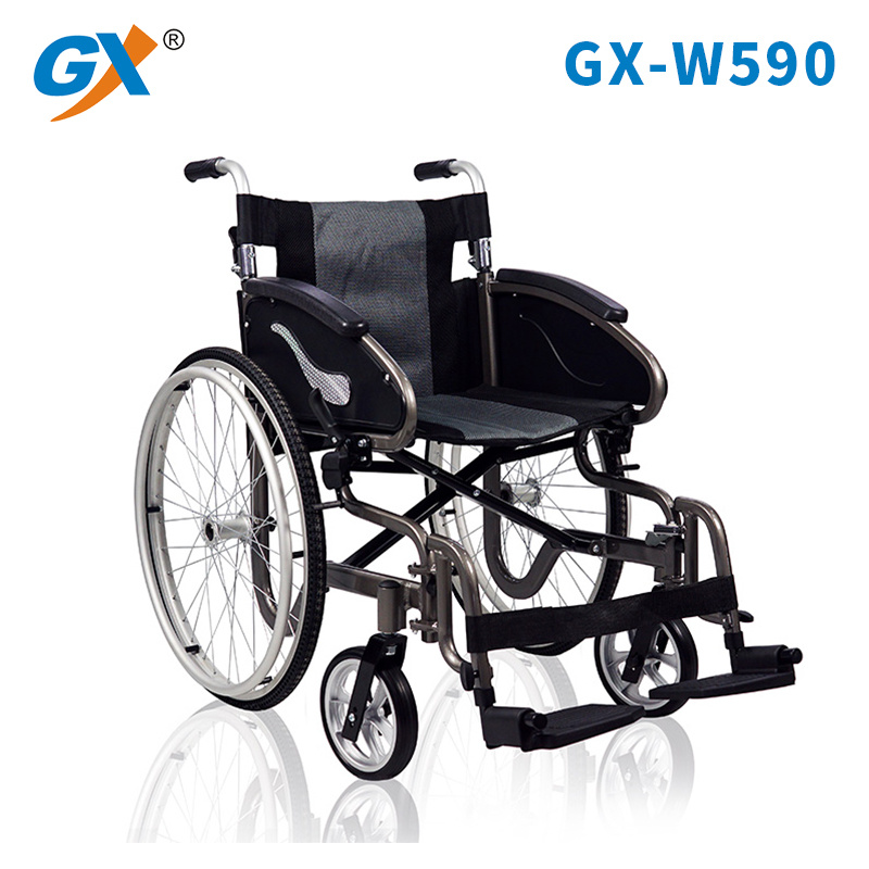 Deluxe Aluminum Wheelchair with Foldable Backrest and Hand Brake