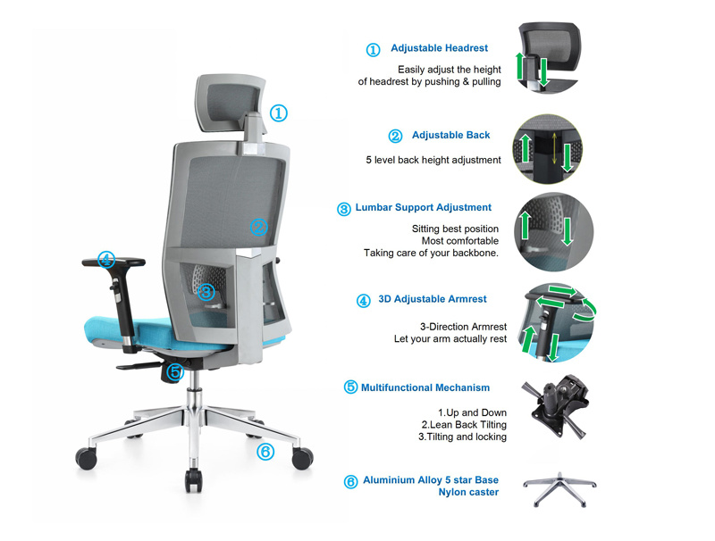 Ergonomic Computer Gaming Office Chair with Adjustable Lumbar Support