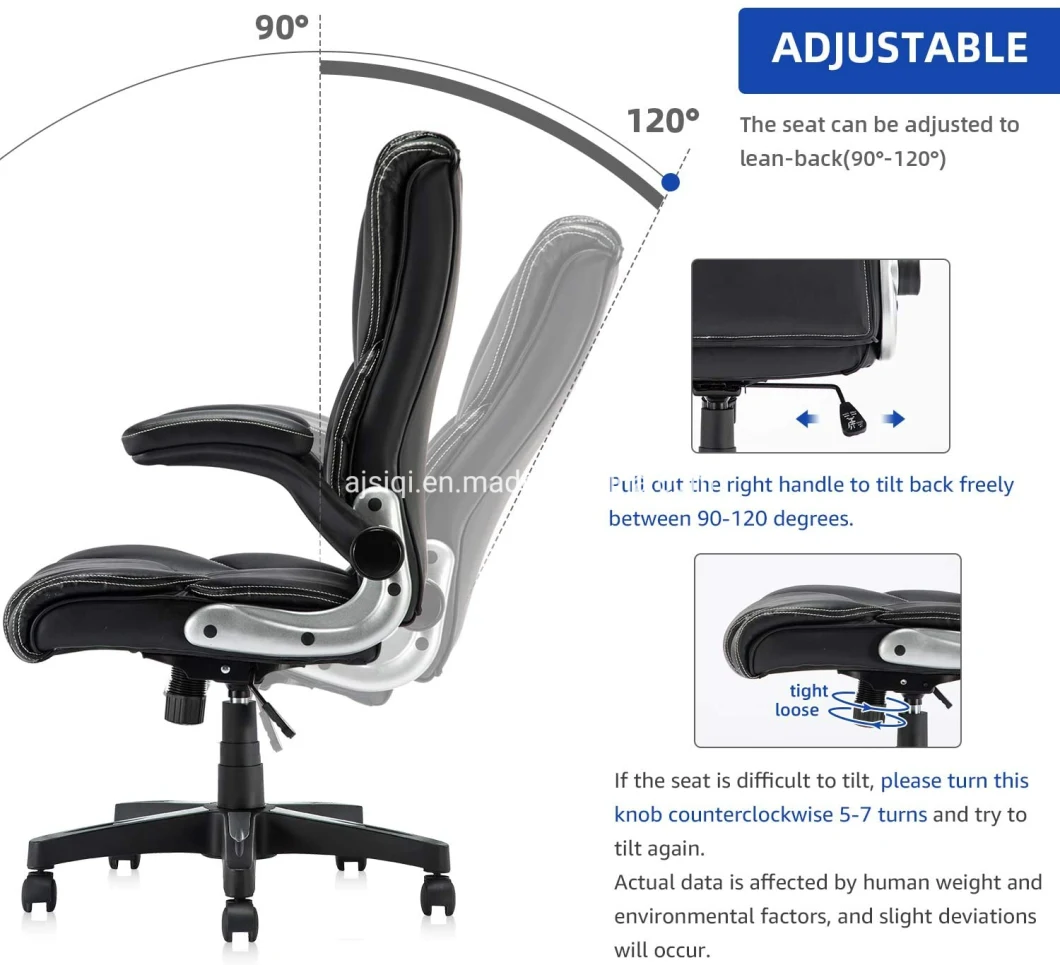 Adjustable Tilt Angle Flip-up Arms Ergonomic Executive Office Chair