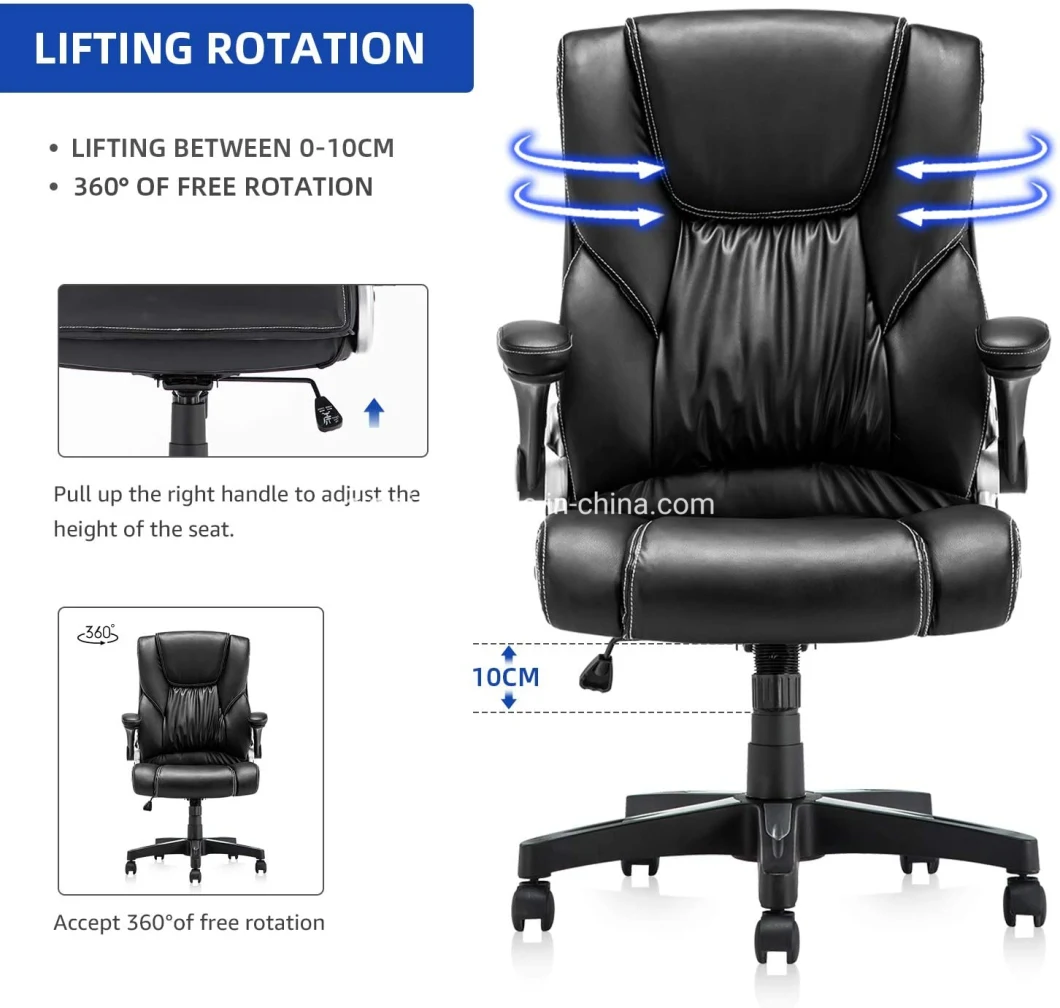 Adjustable Tilt Angle Flip-up Arms Ergonomic Executive Office Chair