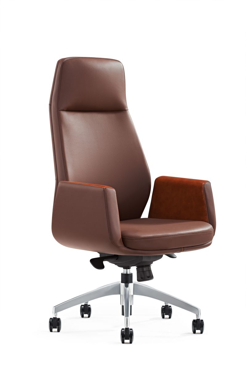 Executive High Back Leather Office Chair with Adjustable Headrest