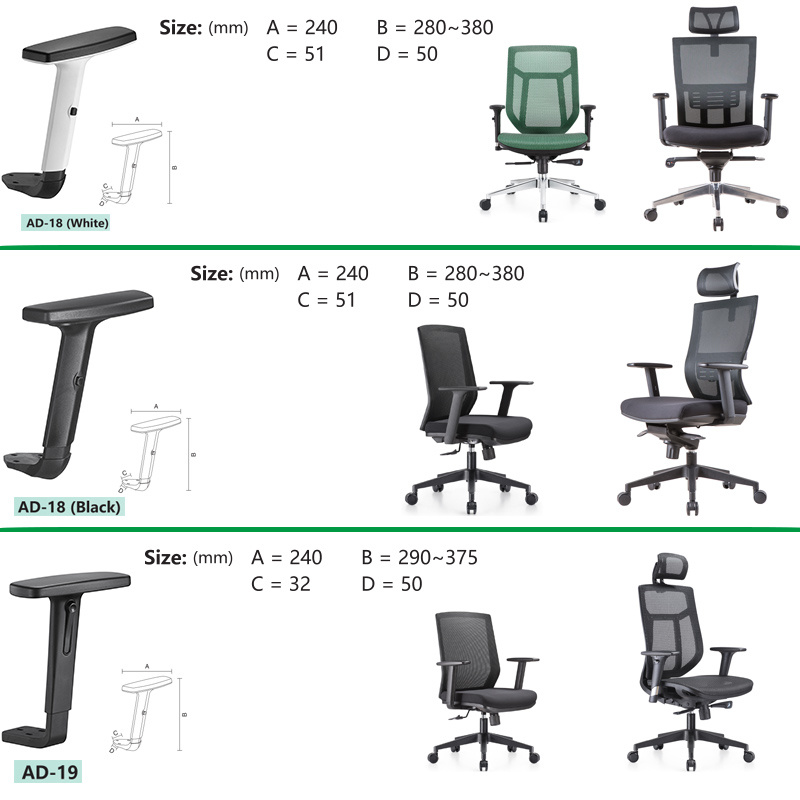 3D/4D Adjustable Function Lift Office Chair Armrest, PU Armrest